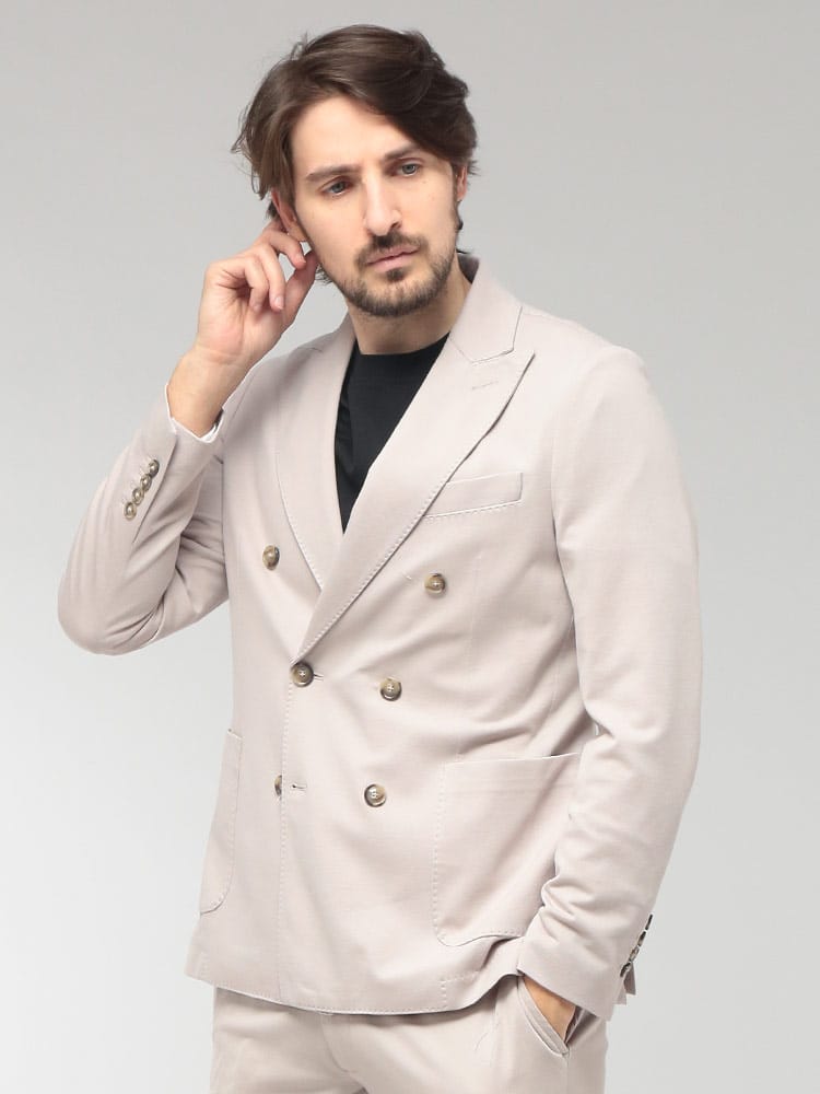 CIRCOLO 1901 (チルコロ1901) メンズ ジャケット 鹿の子 無地 ダブル 6ツ釦 テーラード CICN5176