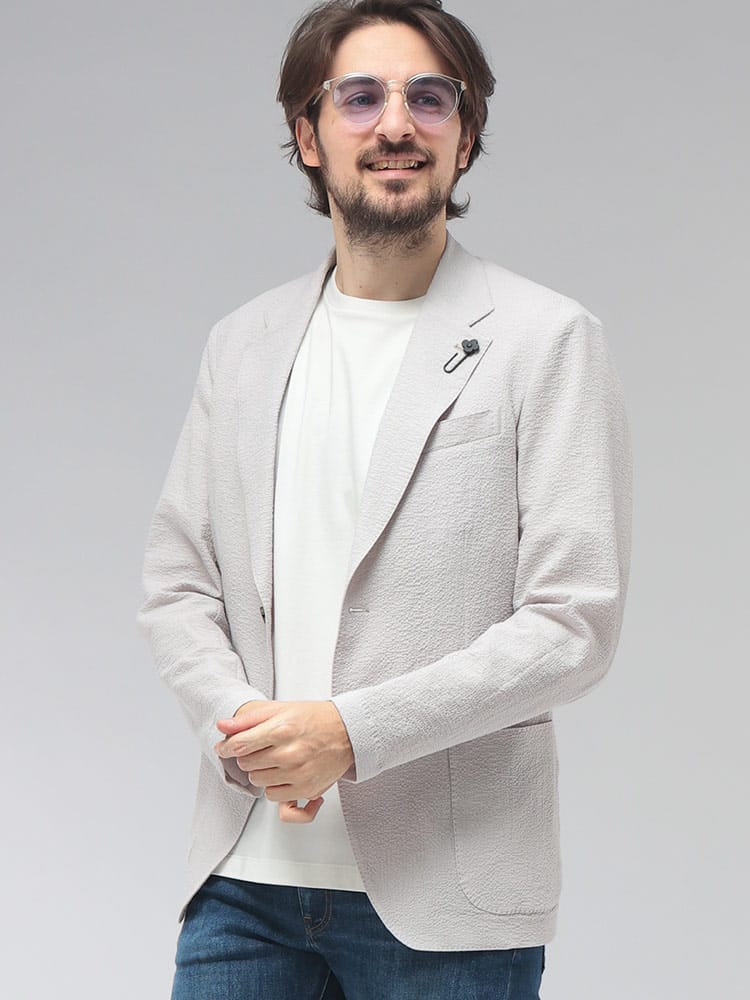 LARDINI (ラルディーニ) メンズ テーラード ジャケット シアサッカー シングル 2ツ釦 LD6205IF66805