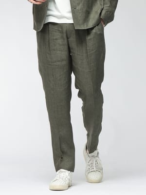 BRIGLIA (ブリリア) メンズ テーパード パンツ リネン 麻100％ 無地 ウエストゴム ワンタック テーパードイージーパンツ BRIWIMBLE300118