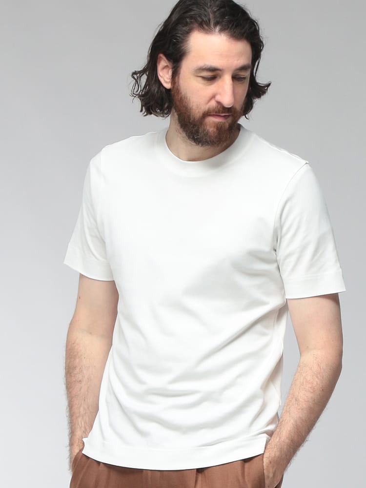 GRANSASSO (グランサッソ) メンズ Tシャツ 半袖 マーセライズコットン クルーネック シルケット GRS6013981001
