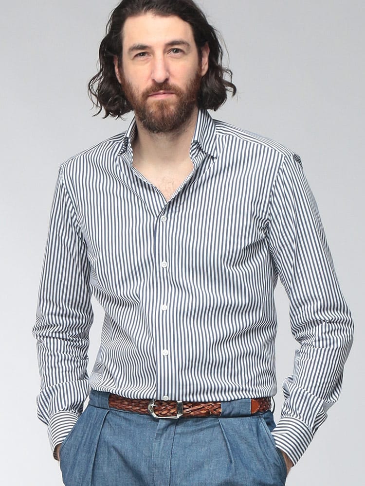 BARBA (バルバ) メンズ シャツ 長袖 ストライプ フライボタンダウン ストレッチ BARNSFR2P154087