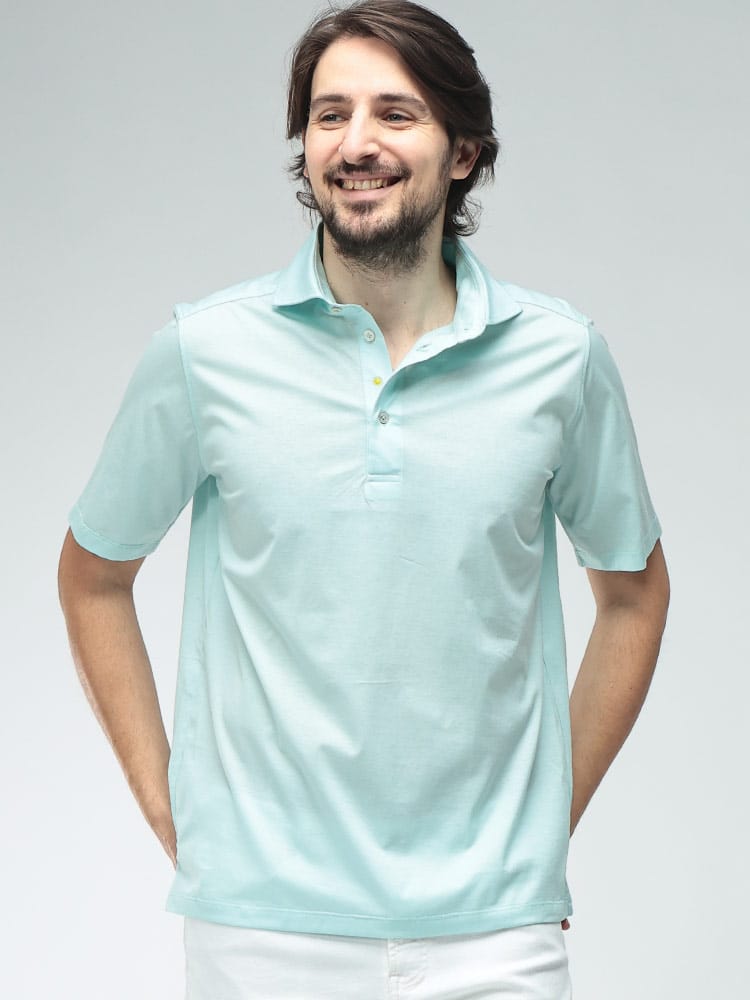 GIANNETTO (ジャンネット) メンズ ポロシャツ 半袖 無地 シルケットジャージ カッタウェイカラー カジュアルシャツ GTPOLO61181