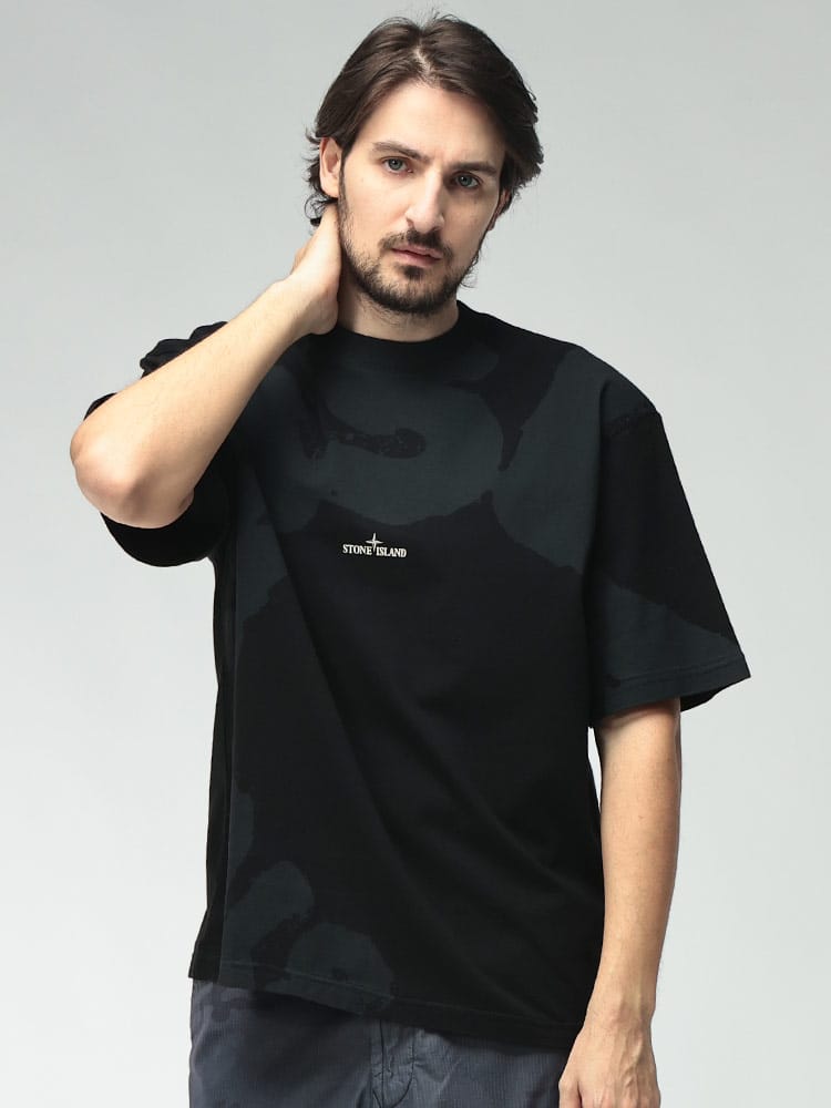STONE ISLAND (ストーンアイランド) メンズ Tシャツ 半袖 コットン100％ バックロゴプリント クルーネック カットソー SI2100002S0365