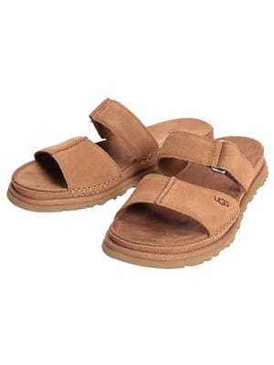 UGG (アグ) レディース ストライプサンダル GOLDENGAZE SLIDE ゴールデンゲイズ スエード ストラップ スライドサンダル UGGL1178590