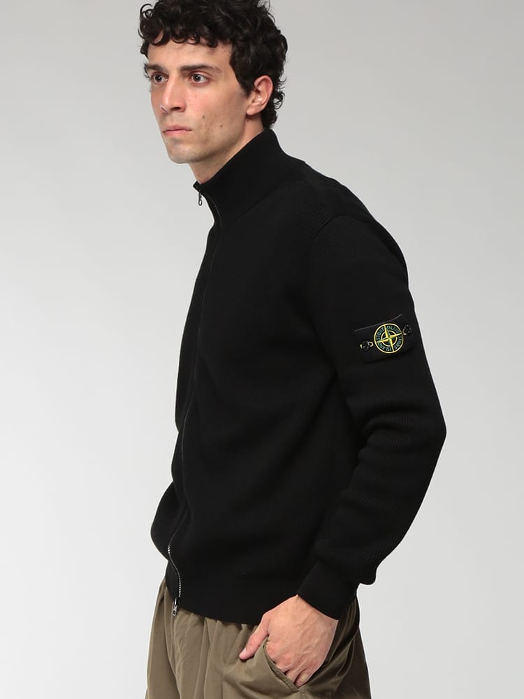 STONE ISLAND (ストーンアイランド) メンズ ニットジャケット オーガニックコットン 肩ロゴステッチ スタンドカラー ジップアップジャンパー SI5100126S00D8