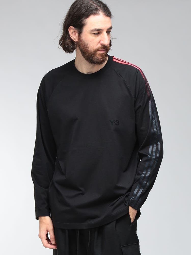 Y-3 (ワイスリー) メンズ Tシャツ 長袖 グラデーション3ストライプ オーバーシルエット ロングスリーブ カットソー OVS GRD 3S LS T Y3KQ8586