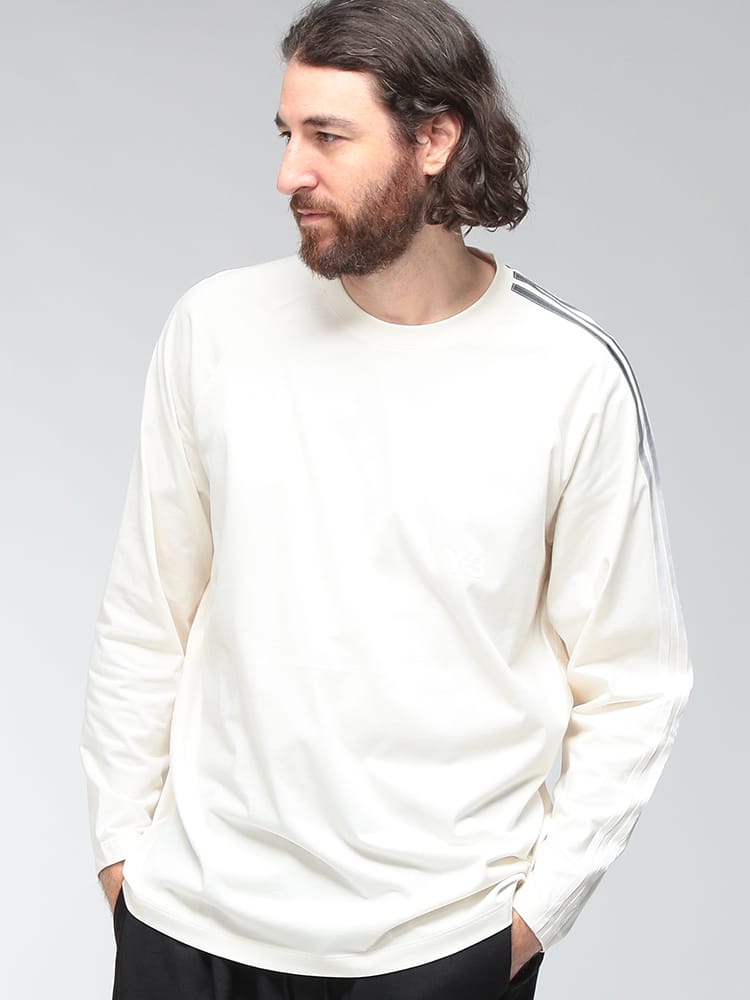 Y-3 (ワイスリー) メンズ Tシャツ 長袖 グラデーション3ストライプ オーバーシルエット ロングスリーブ カットソー OVS GRD 3S LS T Y3KU2195