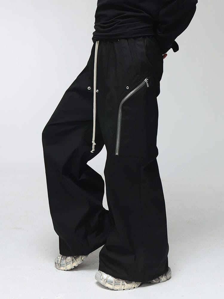 RICK OWENS (リックオウエンス) メンズ フレアパンツ ウエストコード ジップポケット パンツ RORU02F4386TE