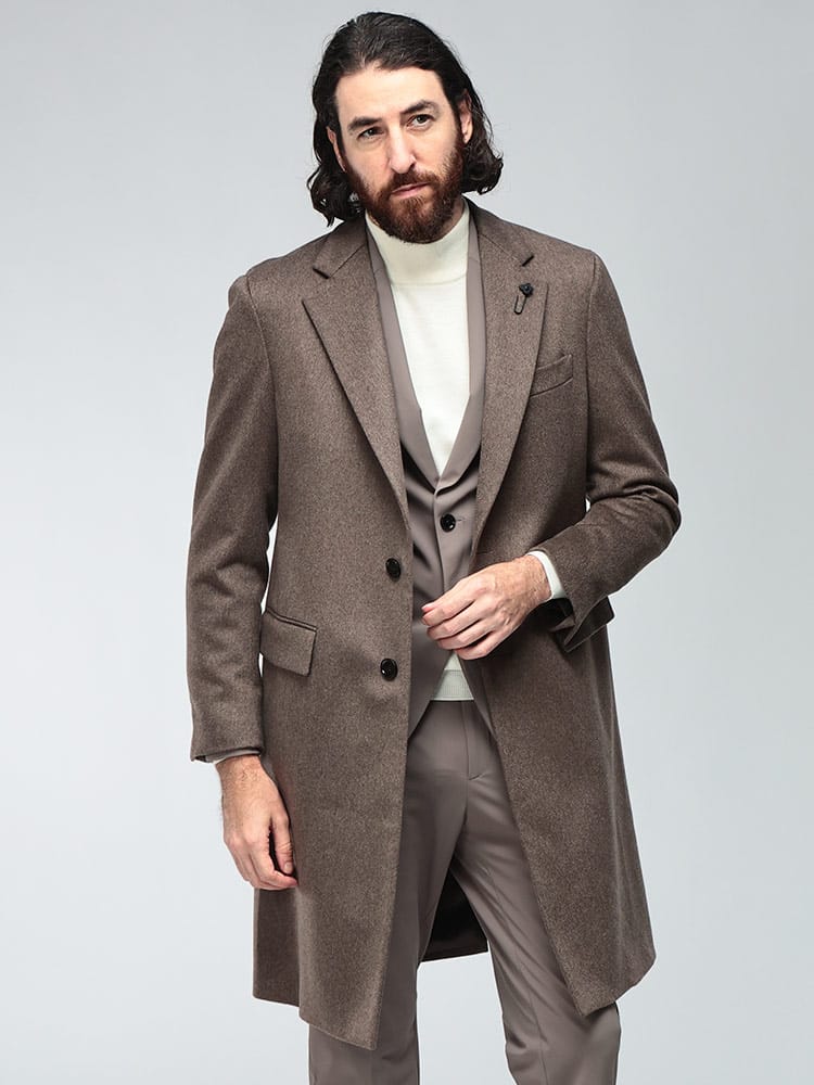 LARDINI (ラルディーニ) メンズ チェスターコート 撥水 カシミヤ 無地 シングルブレスト ロングコート LDCN23698C67626