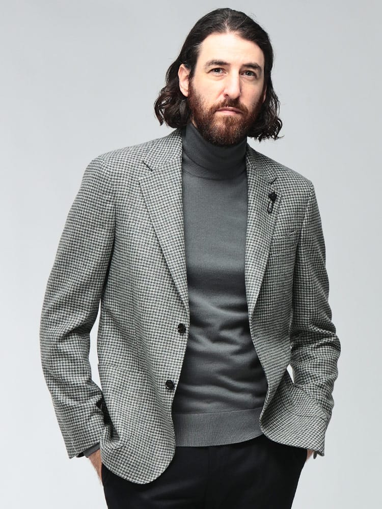 LARDINI (ラルディーニ) メンズ テーラードジャケット ウールカシミヤ 千鳥柄 シングルブレスト ジャケット LDCN6202IF67514