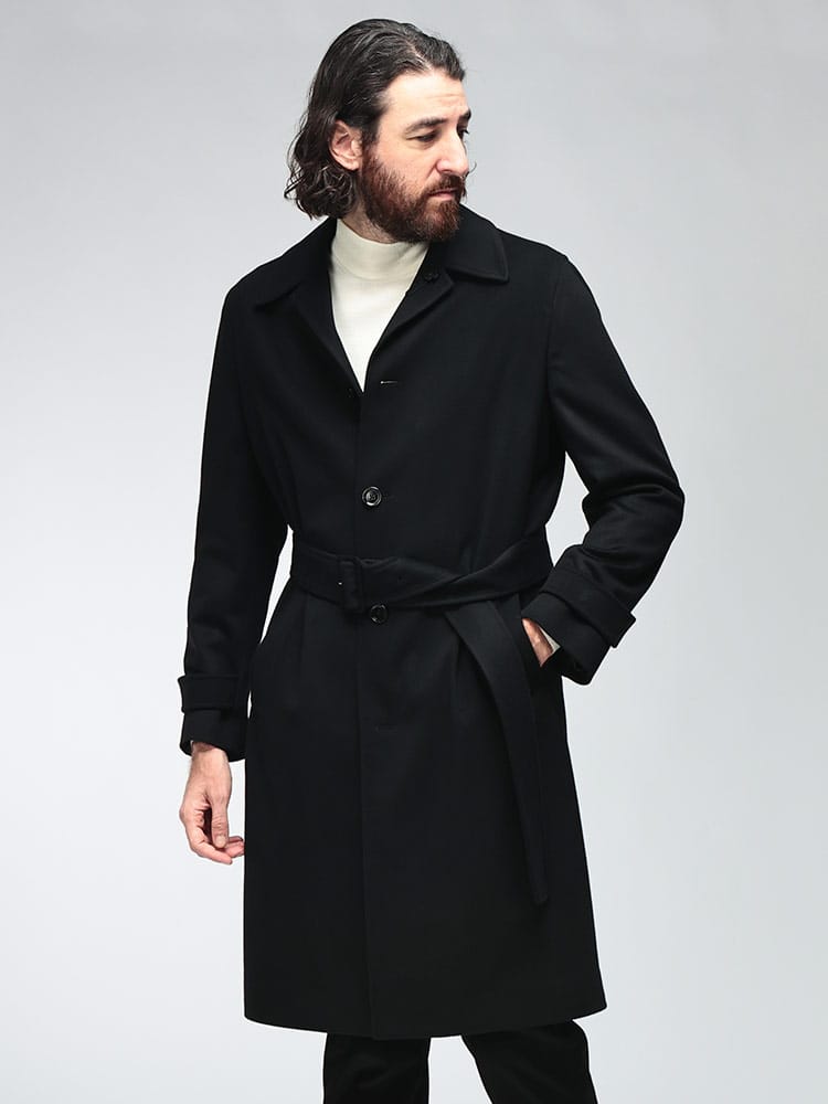 LARDINI (ラルディーニ) メンズ トレンチコート ウールカシミヤ混 ウエストベルト付き シングルブレスト コート LDAC23009P67642