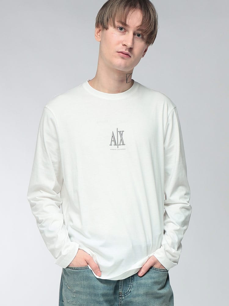 ARMANI EXCHANGE (アルマーニ エクスチェンジ) メンズ Tシャツ 長袖 ICON ロゴ刺繍 クルーネック カットソー AEXM364AF12308