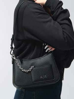 ARMANI EXCHANGE (アルマーニ エクスチェンジ) レディース ショルダーバッグ 合成皮革 AXロゴ チェーン付きカートホルダー クラッチバッグ AELW1571AF15625