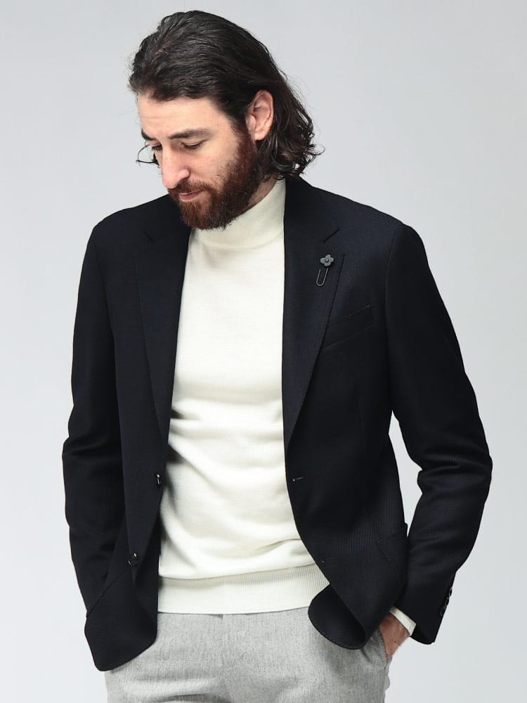 LARDINI (ラルディーニ) メンズ テーラードジャケット ヴァージンウール シングル2ツ釦 ホップサックブレザー LD6202CN655501