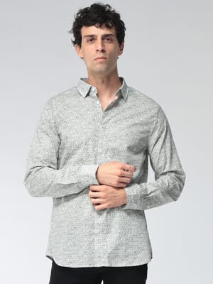 ARMANI EXCHANGE (アルマーニ エクスチェンジ) メンズ シャツ 長袖 モノグラム 総ロゴ レギュラーカラー シャツ AEXM625AF13184