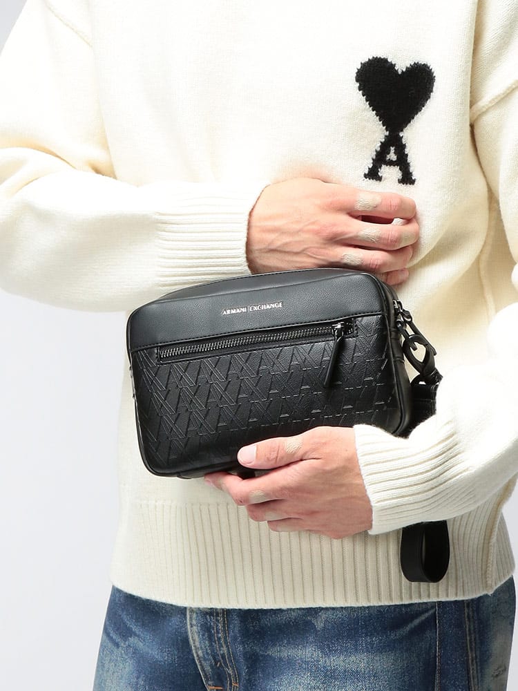 ARMANI EXCHANGE (アルマーニ エクスチェンジ) メンズ セカンドバッグ EC限定 オールオーバーロゴ ハンドバッグ AEXM3583AF26662