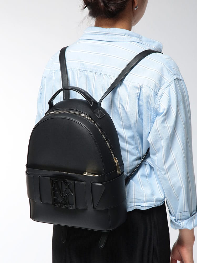 ARMANI EXCHANGE (アルマーニ エクスチェンジ) レディース バックパック BOXロゴバックル バックパック リュック AELW1204AF13672