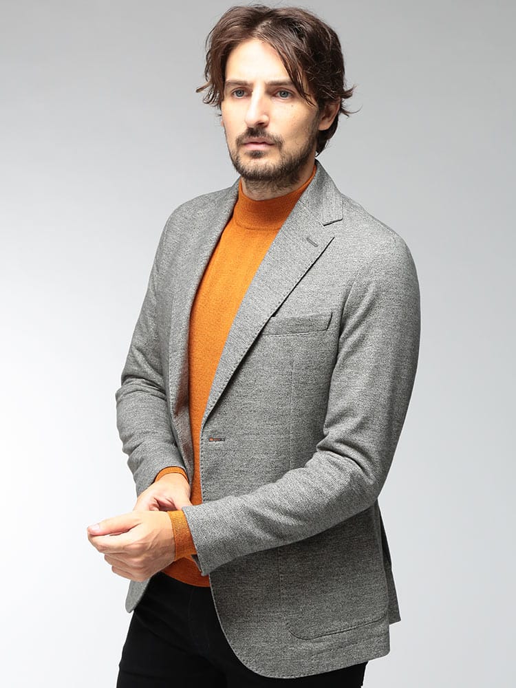 CIRCOLO 1901 (チルコロ1901) メンズ テーラードジャケット LIGHT FLEECE バーズアイ 総柄 シングル サイドベンツ セットアップ対応 ジャケット CICN5426 CICN5426