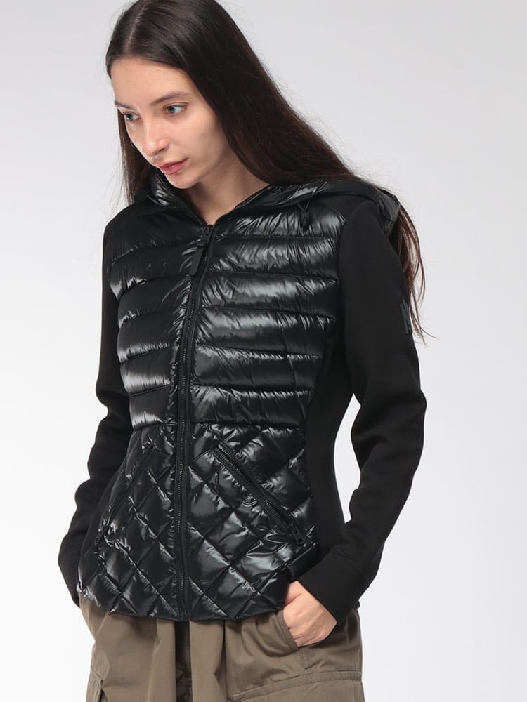 MACKAGE (マッカージュ) レディース ダウンジャケット 袖ロゴ 異素材切替 フルジップ ダウンパーカー アガサ AGATHA MKGLAGATHA6