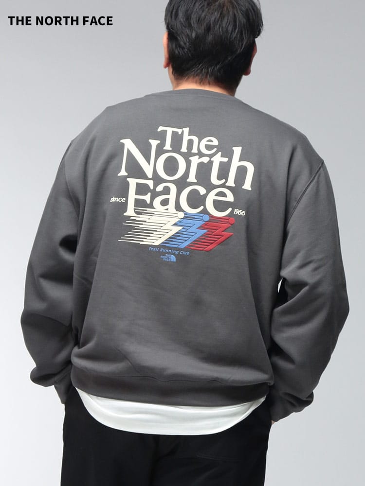 スウェット シャツ メンズ 大きいサイズ クルーネック バック パフプリント リブ RETRO TRAIL RELAXED CREW