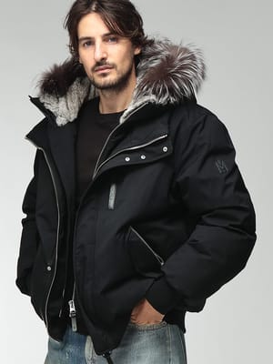 MACKAGE (マッカージュ) メンズ ダウンジャケット 着脱ファー付きフードレイヤー DIXON-XZ 2-in-1 ノルディックテック ダウンボンバージャケット MKGDIXONXZ6