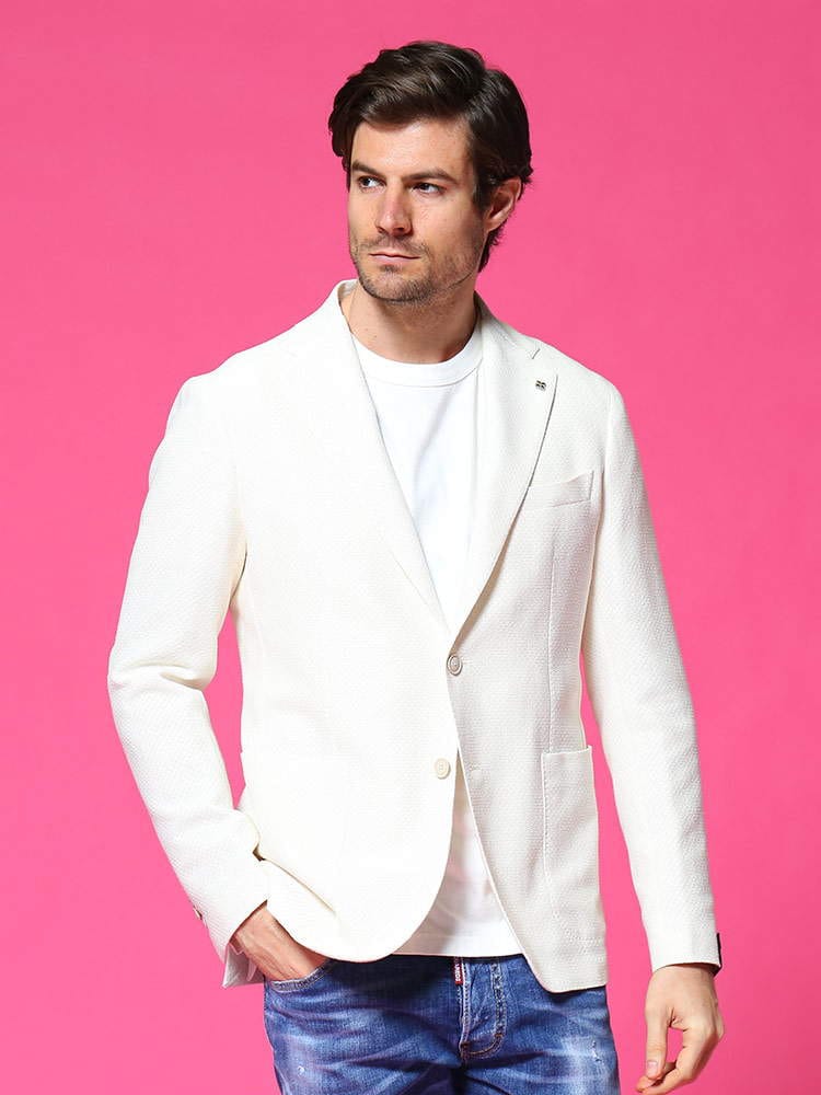 TAGLIATORE (タリアトーレ) 麻混 バスケット シングル 2ツ釦 ジャケット TGMC22K77UEG173