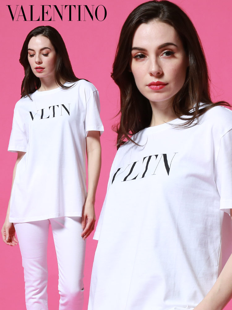 VALENTINO (ヴァレンティノ) ロゴプリント クルーネック 半袖 Tシャツ VLLUB3MG07D レディース ロゴ