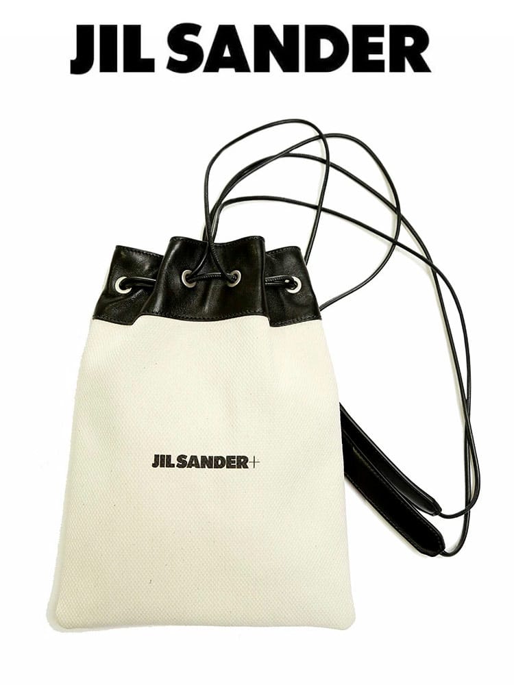 JIL SANDER (ジルサンダー) レザー キャンバス ボディバッグ 