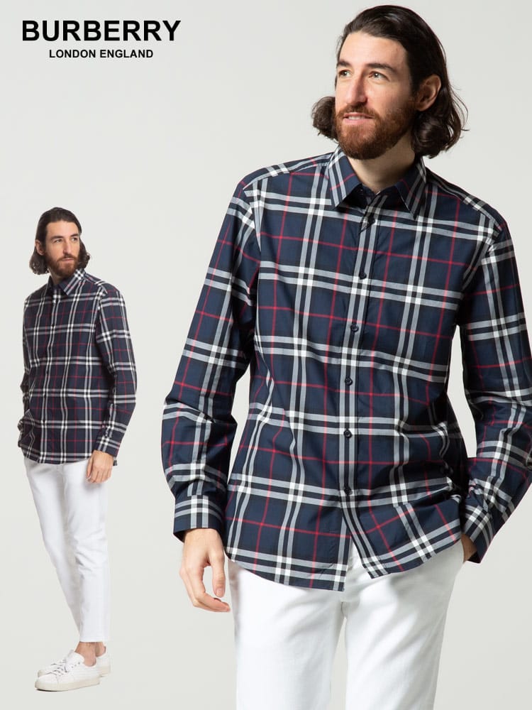 BURBERRY (バーバリー) チェック コットンポプリン 長袖 シャツ BB8020865 ブランド