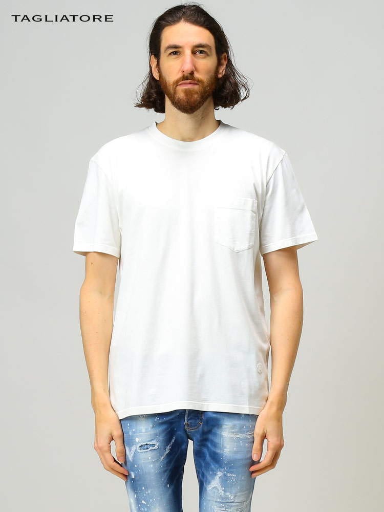 TAGLIATORE (タリアトーレ) 綿100％ ポケット クルーネック 半袖 Tシャツ TGJEFFREYPE2201 ブランド