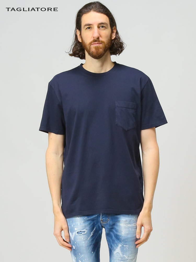 TAGLIATORE (タリアトーレ) 綿100％ ポケット クルーネック 半袖 Tシャツ TGJEFFREYPE2201 ブランド
