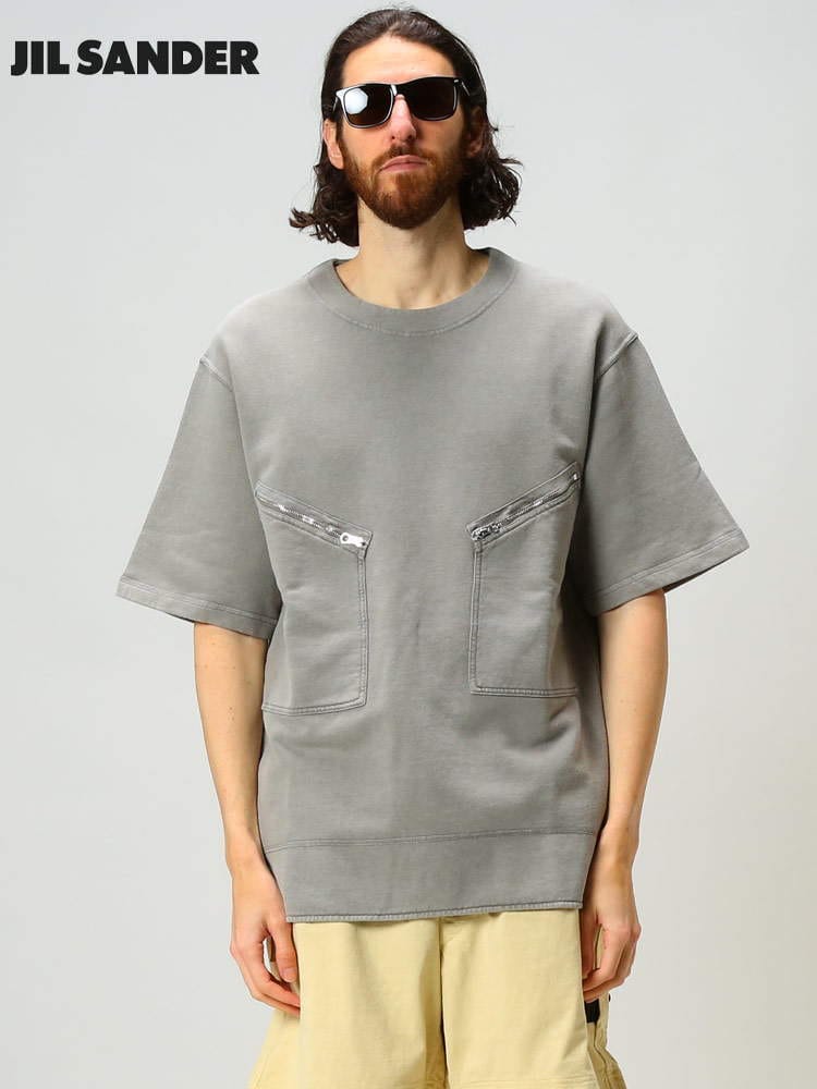 JIL SANDER (ジルサンダー) ジップポケット スウェット 半袖 Tシャツ 