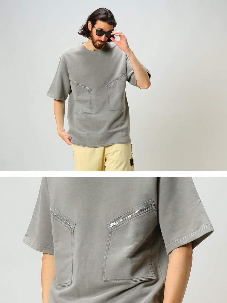 JIL SANDER (ジルサンダー) ジップポケット スウェット 半袖 Tシャツ 