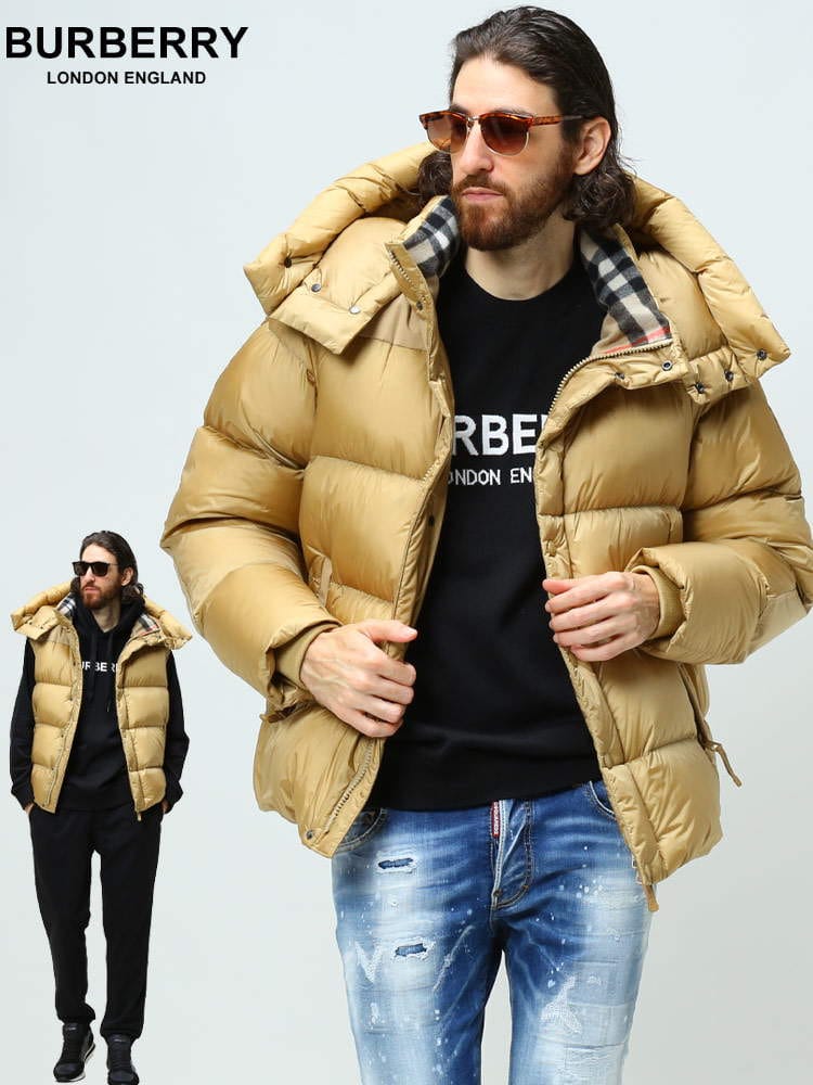 【2022秋冬新作】 バーバリー メンズ ブルゾン BURBERRY ブランド アウター ベスト ダウン ダウンベスト デタッチャブルスリーブ パファージャケット ロゴ バーバリーチェック BB8045182