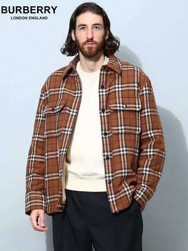 バーバリー メンズ ブルゾン BURBERRY ブランド アウター シャツ オーバーシャツ ボア ヴィンテージチェック BB8057372