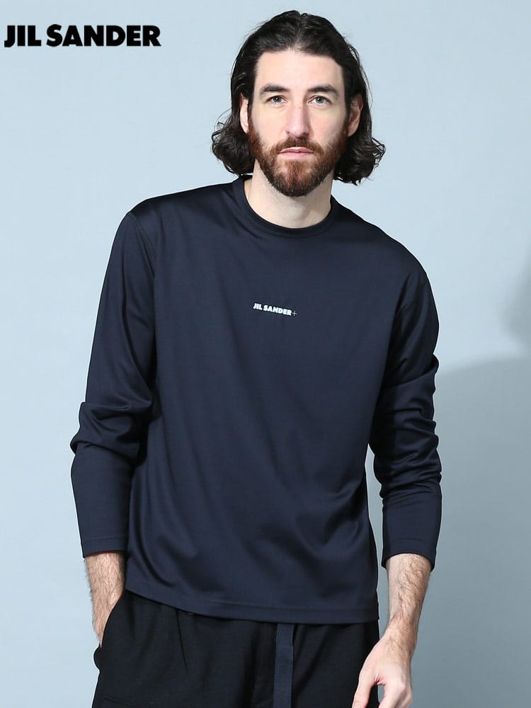 ジルサンダー メンズ Tシャツ 長袖 JIL SANDER ブランド ロンT トップス ロゴ クルーネック レジャー スポーツ ストレッチ JLGC0022J70031