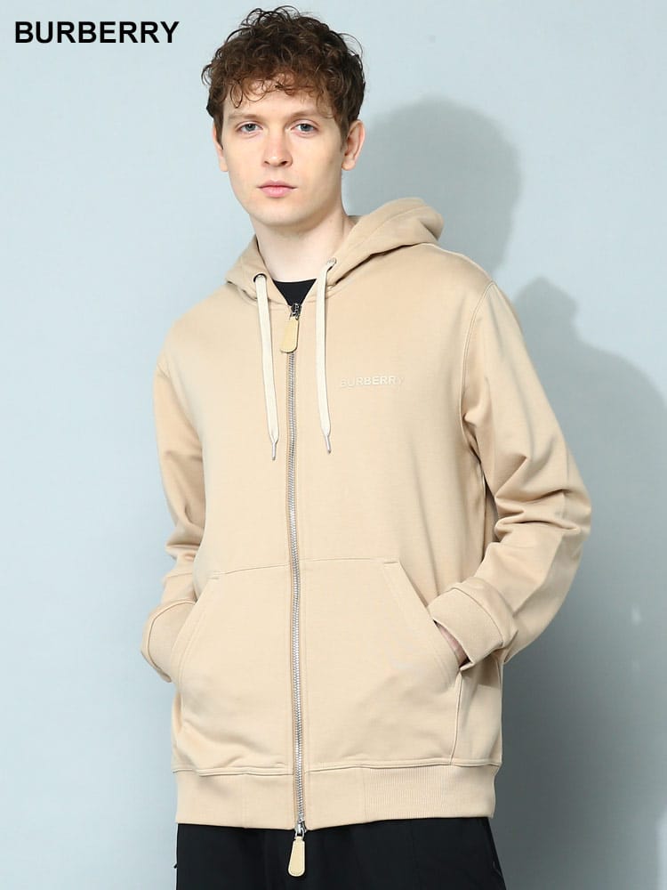 BURBERRY (バーバリー) ロゴプリント ストレッチコットン ジップ 