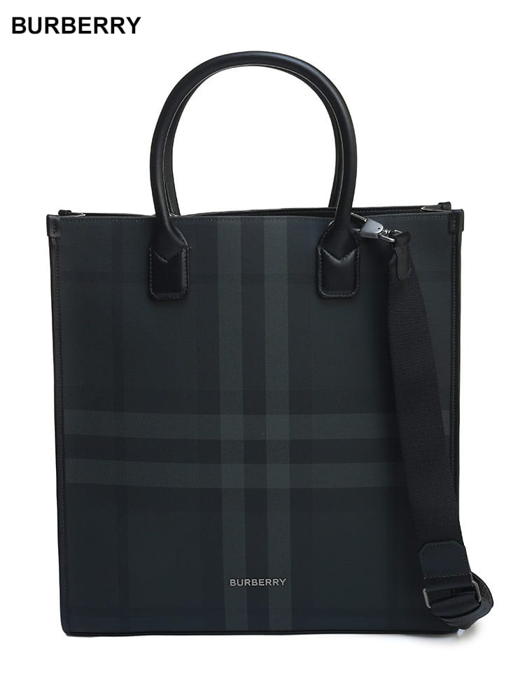 BURBERRY (バーバリー) チャコールチェック スリム ヴァーティカル デニー トート メンズ ブランド BB8062951