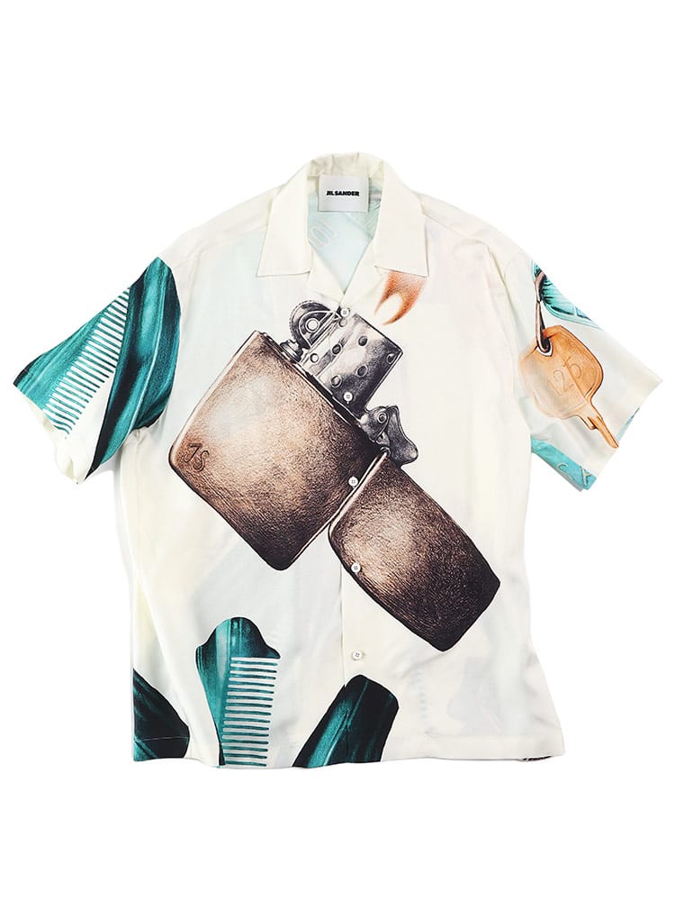JIL SANDER (ジルサンダー) 総柄 オープンカラー 半袖 シャツ 