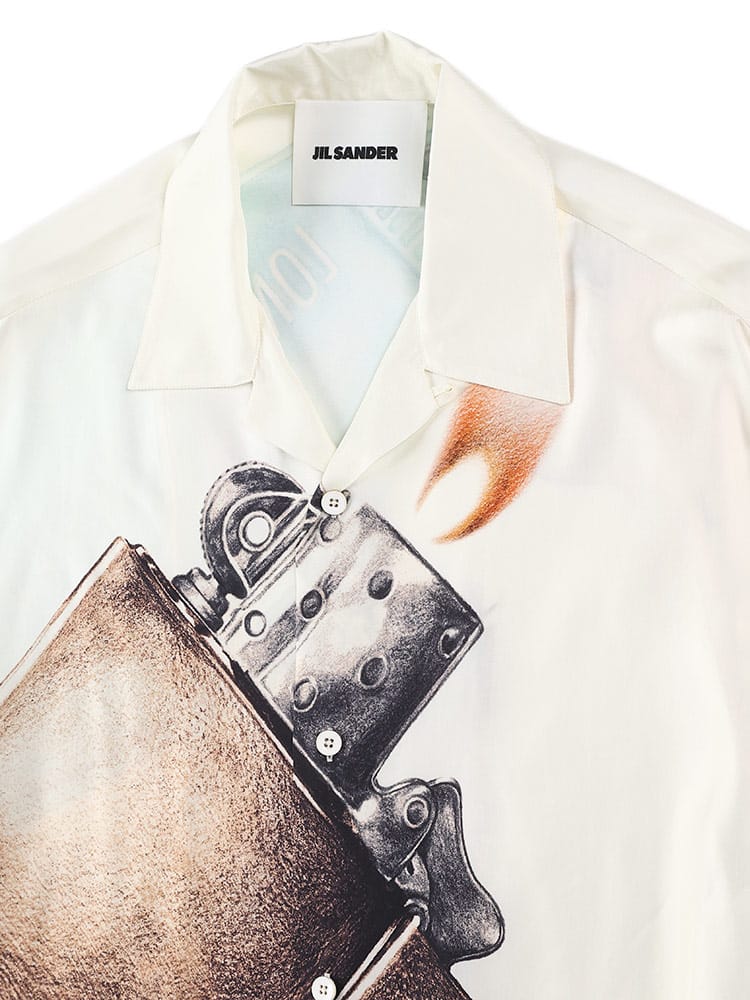 JIL SANDER (ジルサンダー) 総柄 オープンカラー 半袖 シャツ 