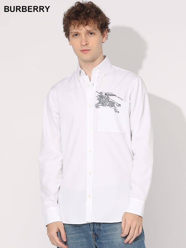 BURBERRY (バーバリー) モノグラムEKD コットン スリムフィット ボタンダウン 長袖 シャツ BB8070502 ブランド メンズ 男性 トップス