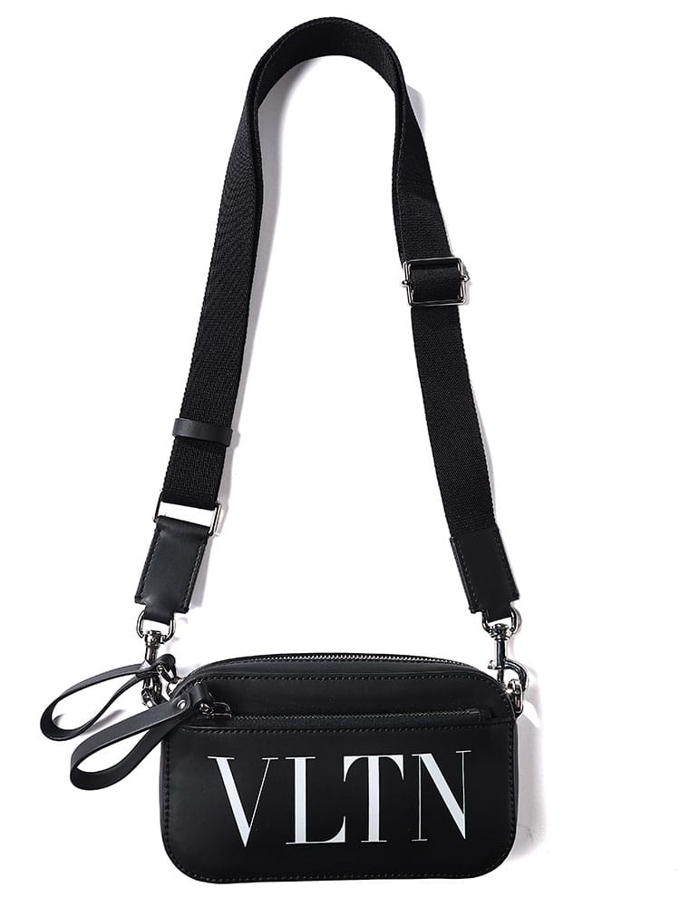 VALENTINO (ヴァレンティノ) レザー ロゴプリント ショルダーバッグ 