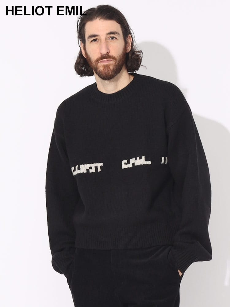 HELIOT EMIL (エリオット・エミル) ロゴインターシャ クルーネック ニット HTM07033W03 ブランド メンズ 男性 トップス