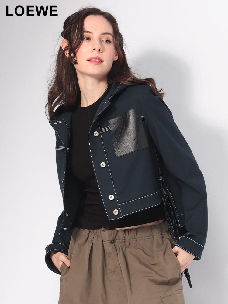 LOEWE (ロエベ) ポケット フード ジャケット CROPPED WORKWEAR 