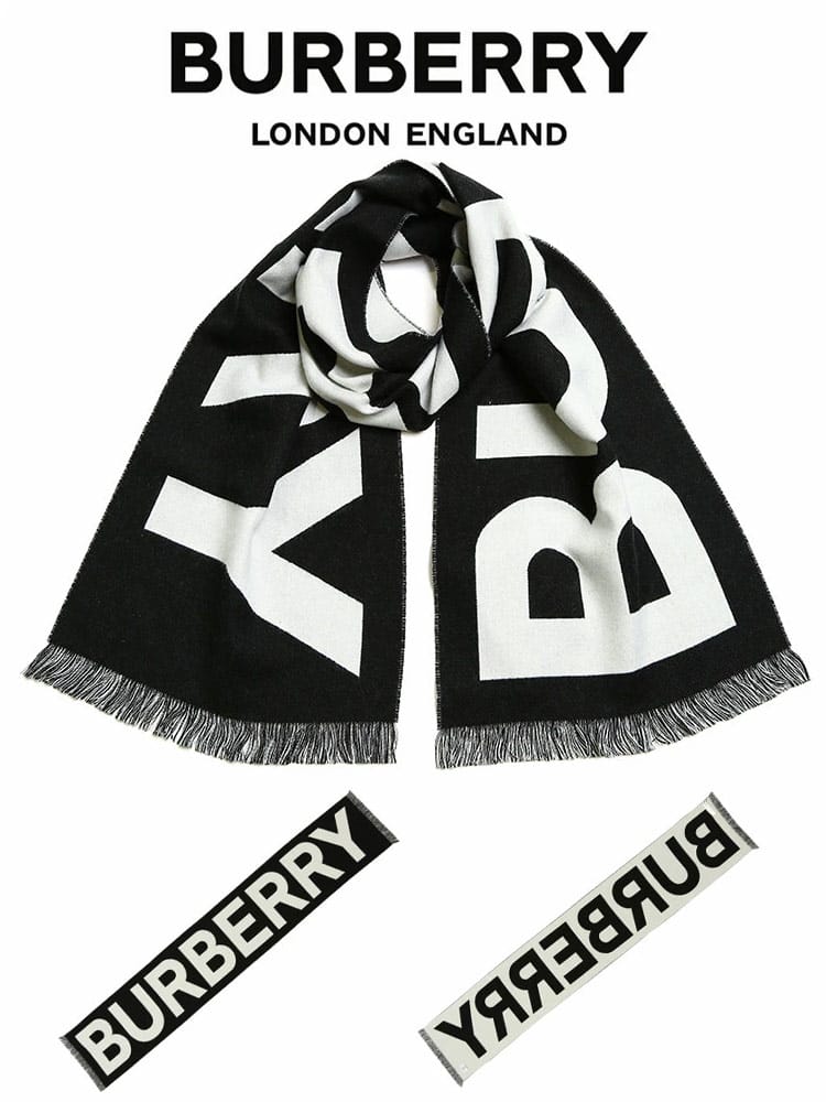 BURBERRY (バーバリー) ロゴ ウール ジャカードスカーフ BBL8035524