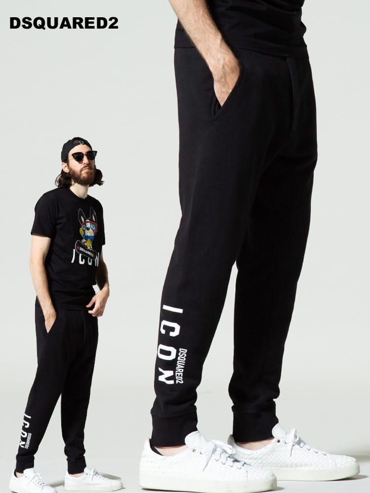 DSQUARED2 (ディースクエアード) 裏起毛 ICONロゴ スウェット ロングパンツ D2KA0020S25042