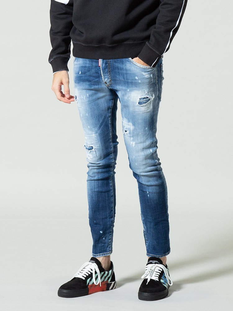 DSQUARED2 (ディースクエアード) ダメージ ボタンフライ ジーンズ SKATER D2LB0953S30342