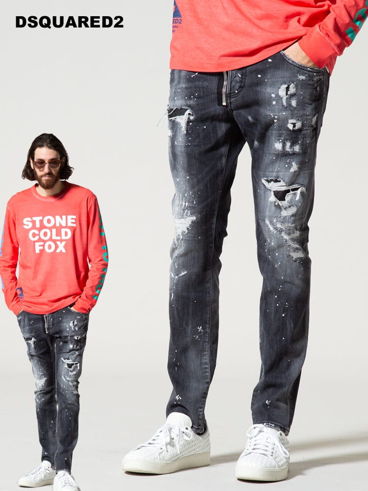 DSQUARED2 (ディースクエアード) ダメージ加工 ボタンフライ ジーンズ SKATER D2LB0997S30503