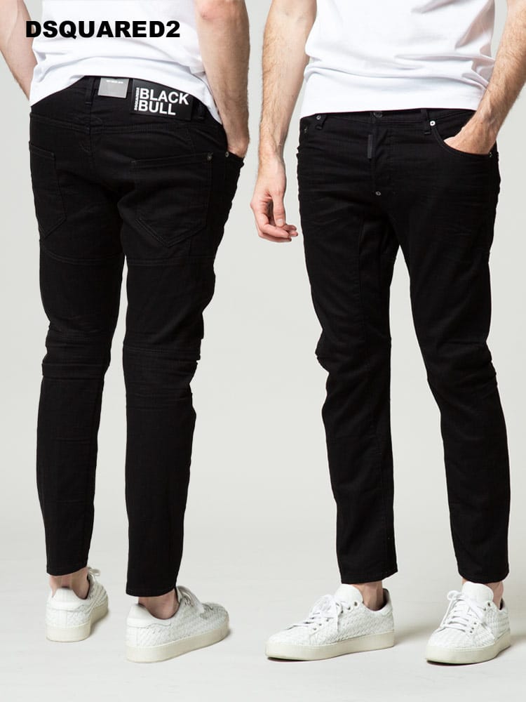 DSQUARED2 (ディースクエアード) ストレッチ ボタンフライ ブラック ジーンズ TIDYBIKER D2LB1030S30730