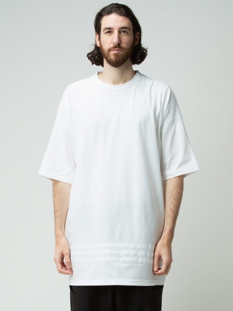 Y-3 (ワイスリー) スリーストライプ バックロゴ クルーネック 半袖 ロング Tシャツ Y3HG6090